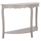 Consolle a mezzaluna con ripiano aperto, gambe cabriole, stile classico francese, bianco sporco