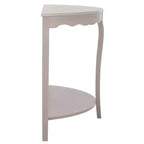 Consolle a mezzaluna con ripiano aperto, gambe cabriole, stile classico francese, bianco sporco