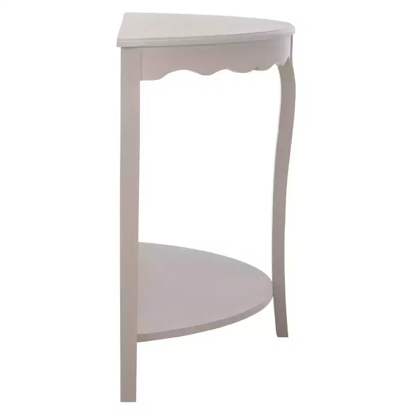 Half Moon Console Table with Open Shelf, Cabriole Legs, Classic French Style, Off-White