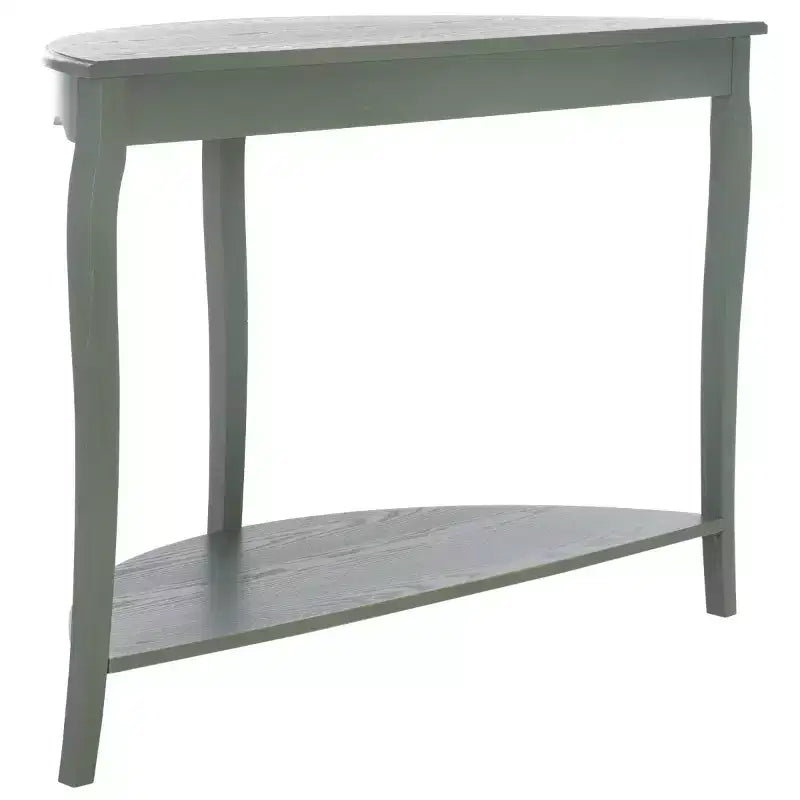 Half Moon Console Table with Open Shelf, Cabriole Legs, Classic French Style, Off-White