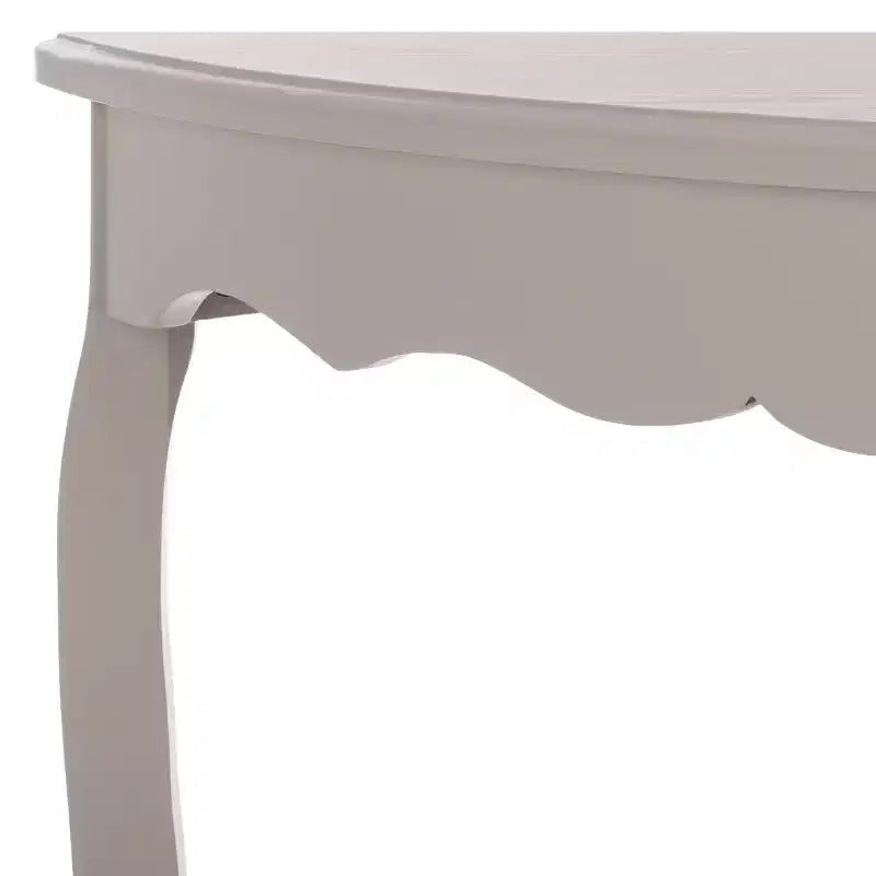 Half Moon Console Table with Open Shelf, Cabriole Legs, Classic French Style, Off-White