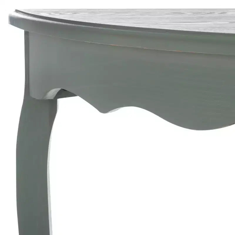 Half Moon Console Table with Open Shelf, Cabriole Legs, Classic French Style, Off-White