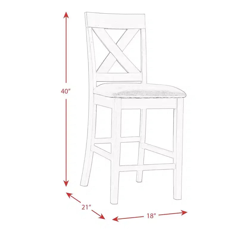 Counter Height Side Chair Set of 2, Upholstered Mid Back, Armless, Fixed Height 24.5 Inch