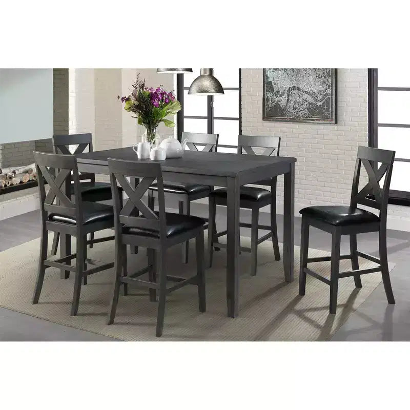 Counter Height Side Chair Set of 2, Upholstered Mid Back, Armless, Fixed Height 24.5 Inch
