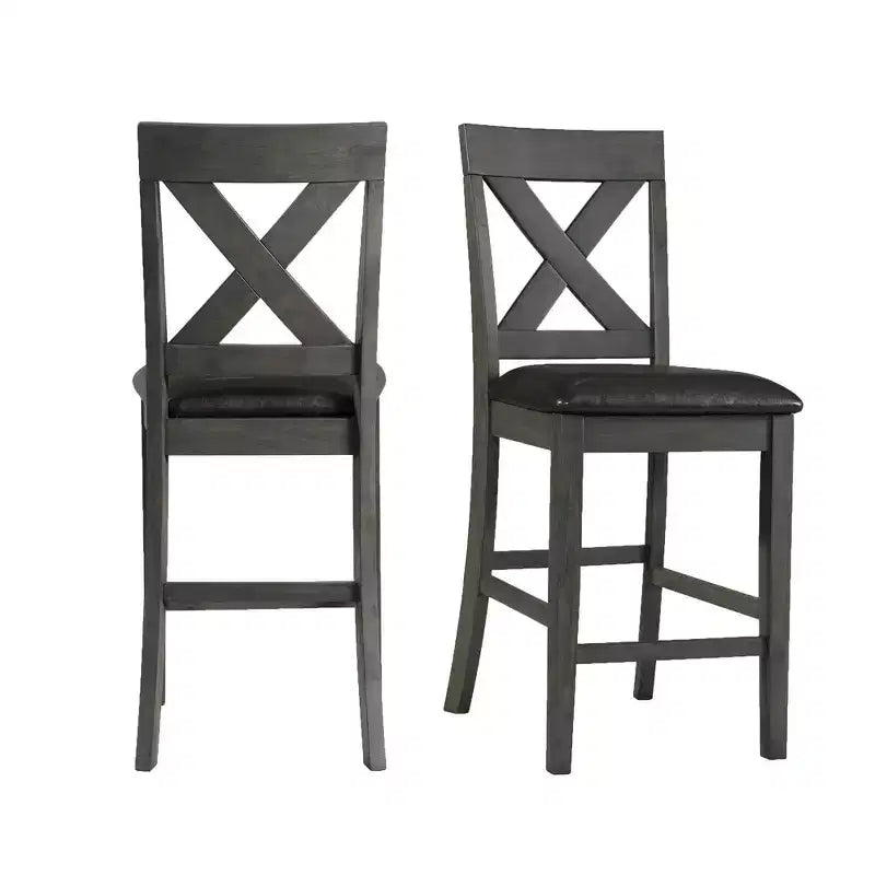Counter Height Side Chair Set of 2, Upholstered Mid Back, Armless, Fixed Height 24.5 Inch