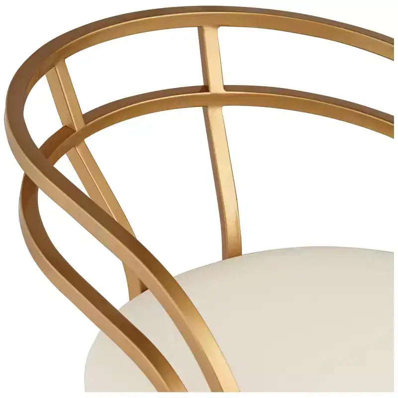Gold Metal Bar Stool 30 High Modern White Upholstered Fabric Cushion with Low Backrest Footrest for Kitchen Counter Height