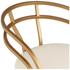 Sgabello da bar in metallo dorato, altezza 76 cm, moderno, con cuscino in tessuto imbottito bianco, schienale basso e poggiapiedi, per bancone cucina