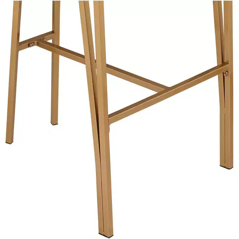 Gold Metal Bar Stool 30 High Modern White Upholstered Fabric Cushion with Low Backrest Footrest for Kitchen Counter Height