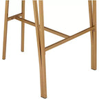 Sgabello da bar in metallo dorato, altezza 76 cm, moderno, con cuscino in tessuto imbottito bianco, schienale basso e poggiapiedi, per bancone cucina