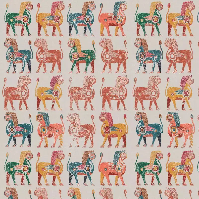 Upholstered Dining Chair with Animal Theme, Barrel Back, Rubberwood Legs, Linen Cotton Fabric