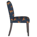 Sedia da Pranzo Imbottita a Tema Animale, con Schienale a Botte, Gambe in Legno di Gomma, Tessuto in Lino e Cotone