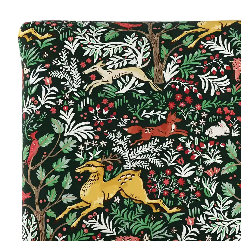 Upholstered Dining Chair with Animal Theme, Barrel Back, Rubberwood Legs, Linen Cotton Fabric