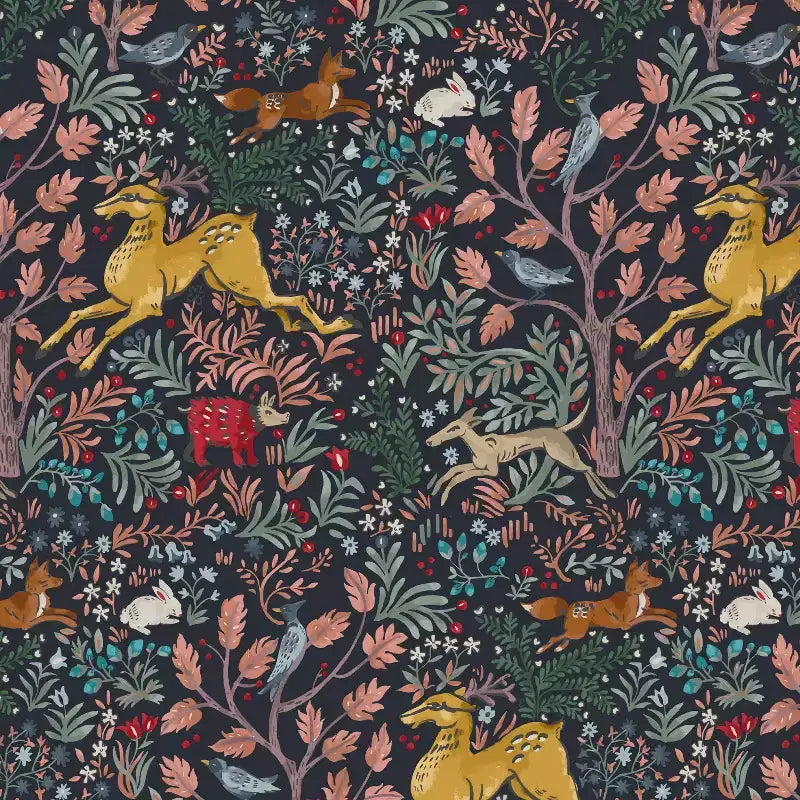Upholstered Dining Chair with Animal Theme, Barrel Back, Rubberwood Legs, Linen Cotton Fabric