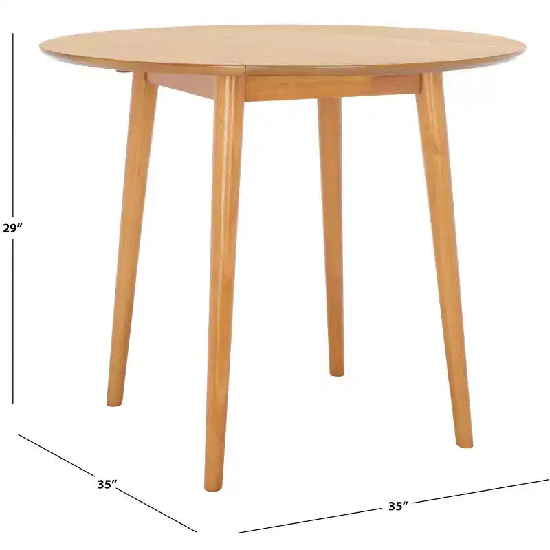 Folding Round Drop Leaf Dining Table, Seats 2-4, Wood Veneer, Walnut Finish, 35 Inch