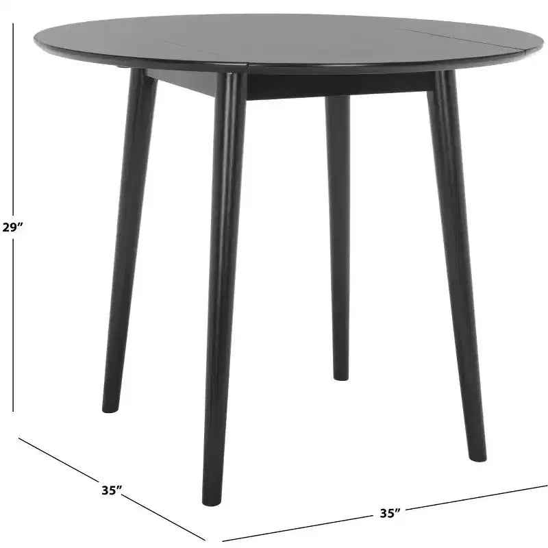 Folding Round Drop Leaf Dining Table, Seats 2-4, Wood Veneer, Walnut Finish, 35 Inch