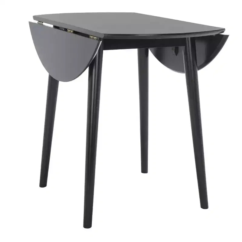 Folding Round Drop Leaf Dining Table, Seats 2-4, Wood Veneer, Walnut Finish, 35 Inch