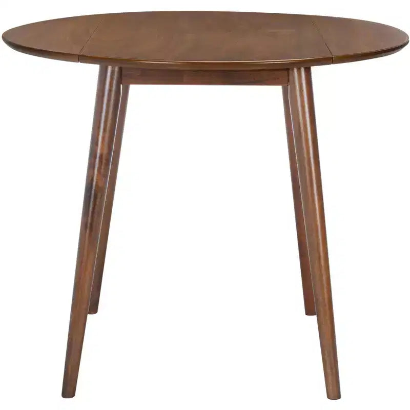 Folding Round Drop Leaf Dining Table, Seats 2-4, Wood Veneer, Walnut Finish, 35 Inch