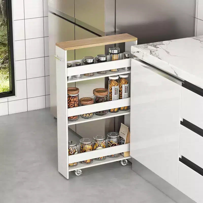 Rolling Kitchen Slim Storage Cart Mobile Shelving Organizer w/ Handle