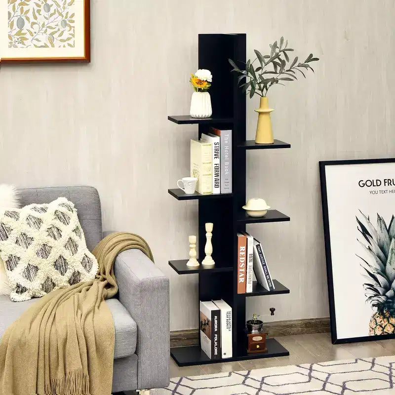 8-shelf Bookcase Freestanding Tree shelf Display Storage Stand Black\White